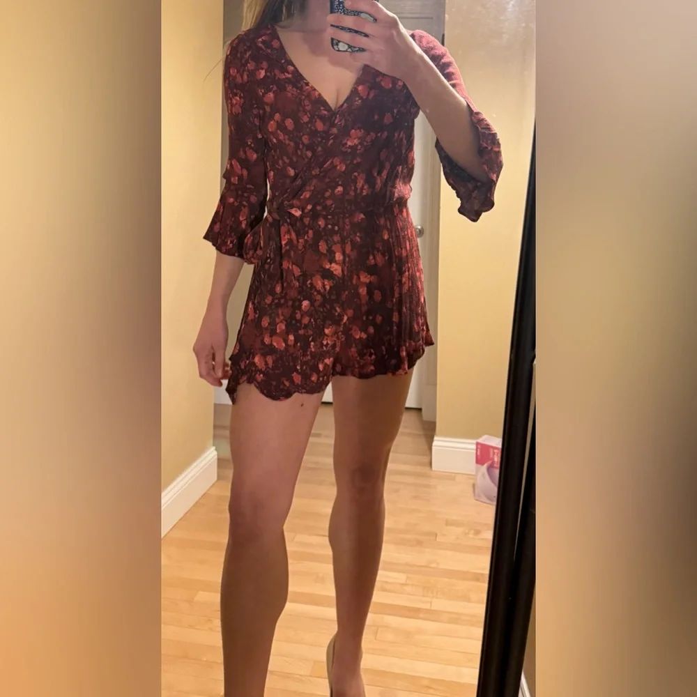Free People Burgundy Fall Autumn Romper Sm Fall Dress/Romper